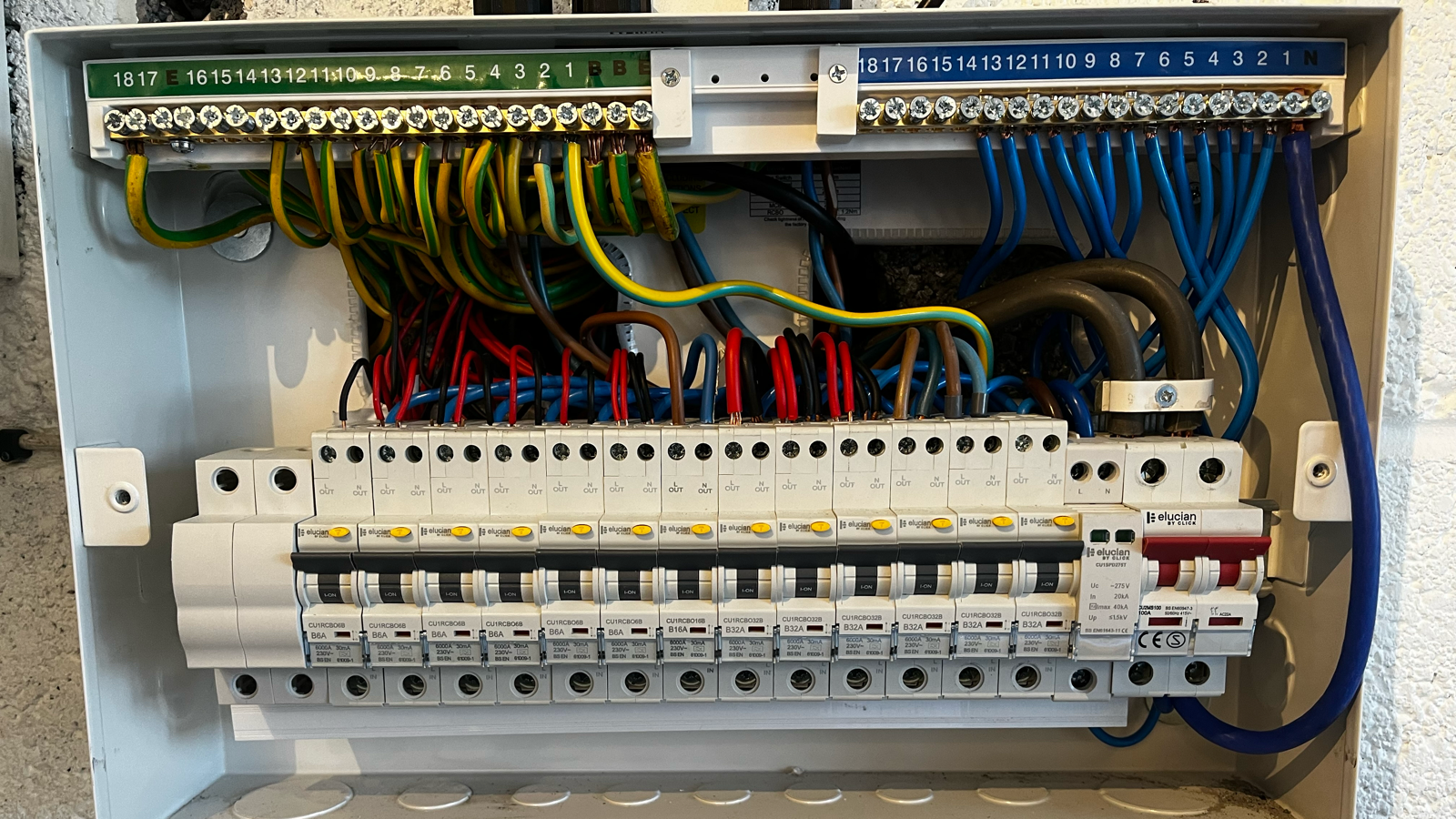 Neatly wired consumer unit by CAN Electrical Contractors