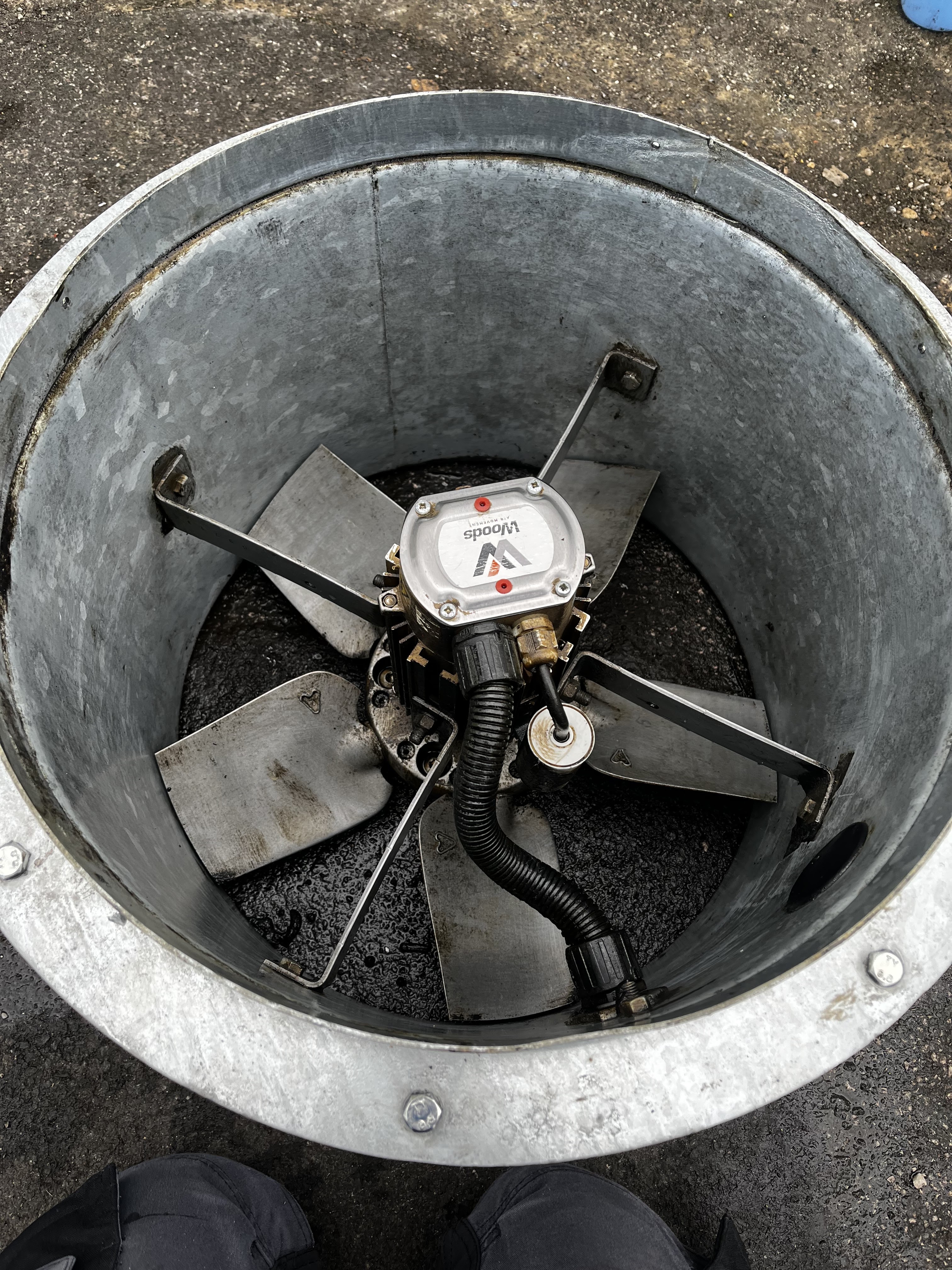 Commercial fan service by CAN Electrical Contractors Limited, showing the motor and impeller