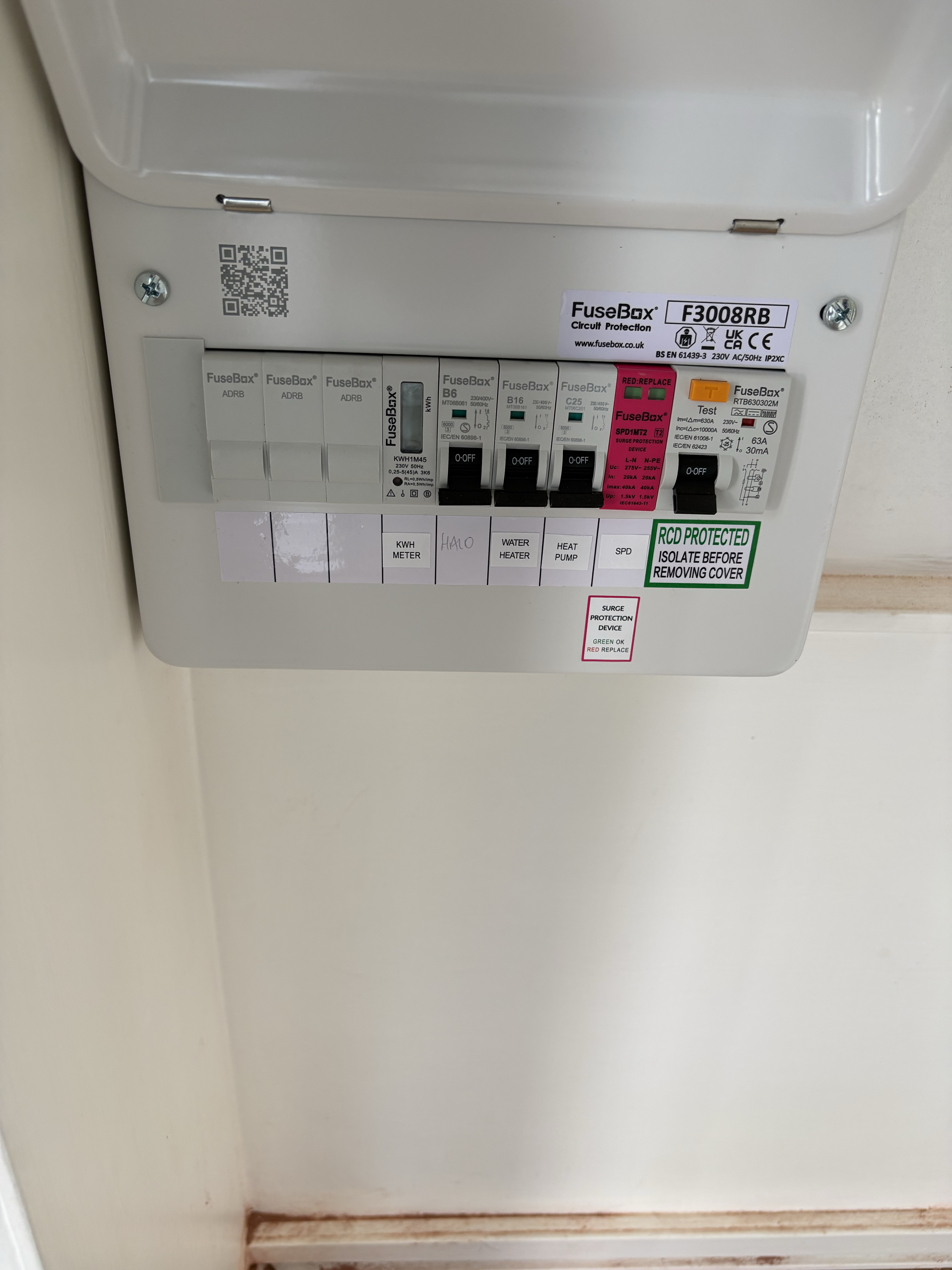 Heat pump circuit protection fitted by CAN Electrical Contractors Limited