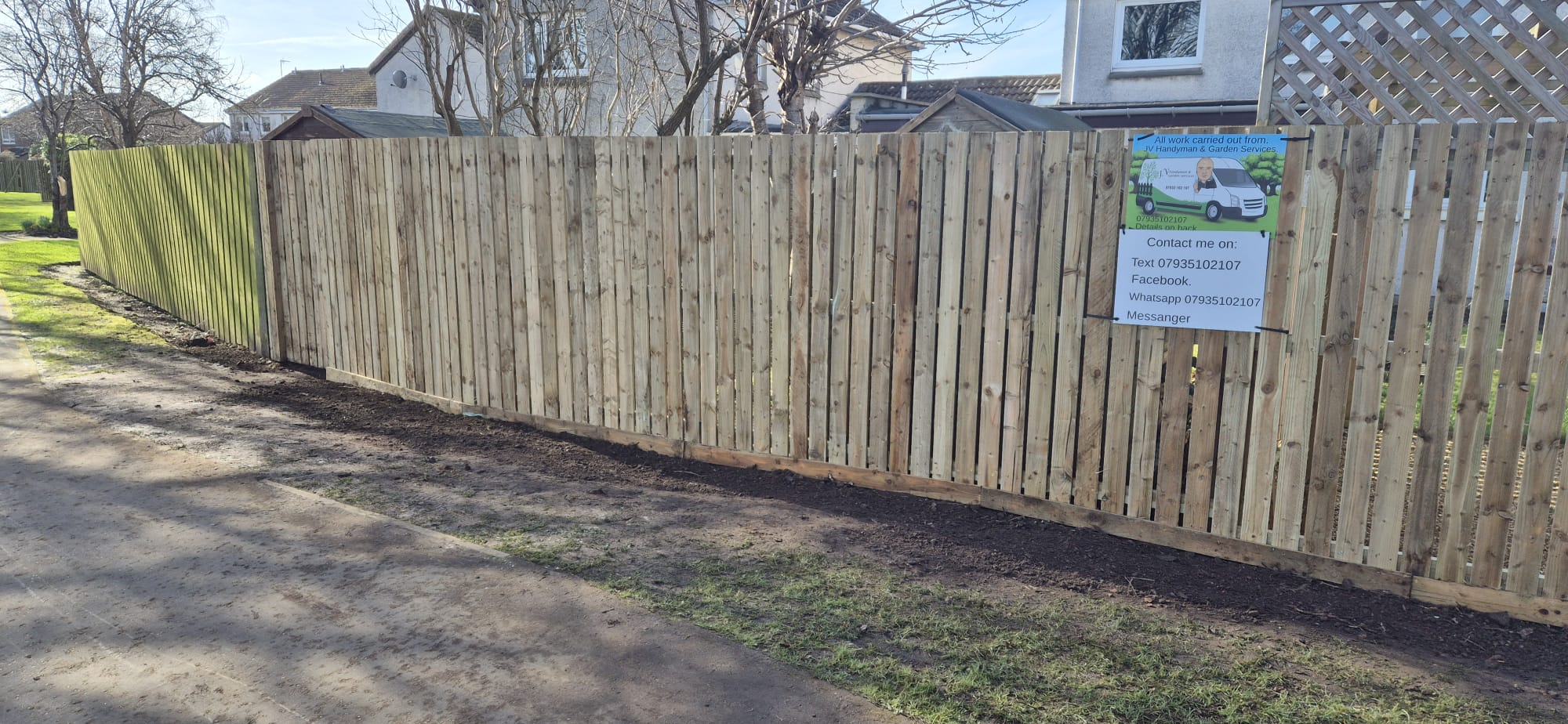Finished fence put up by JV Handyman & Garden Services