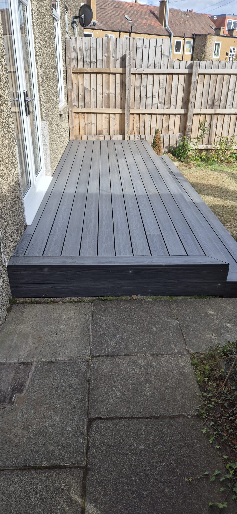 Finished composite decking platform