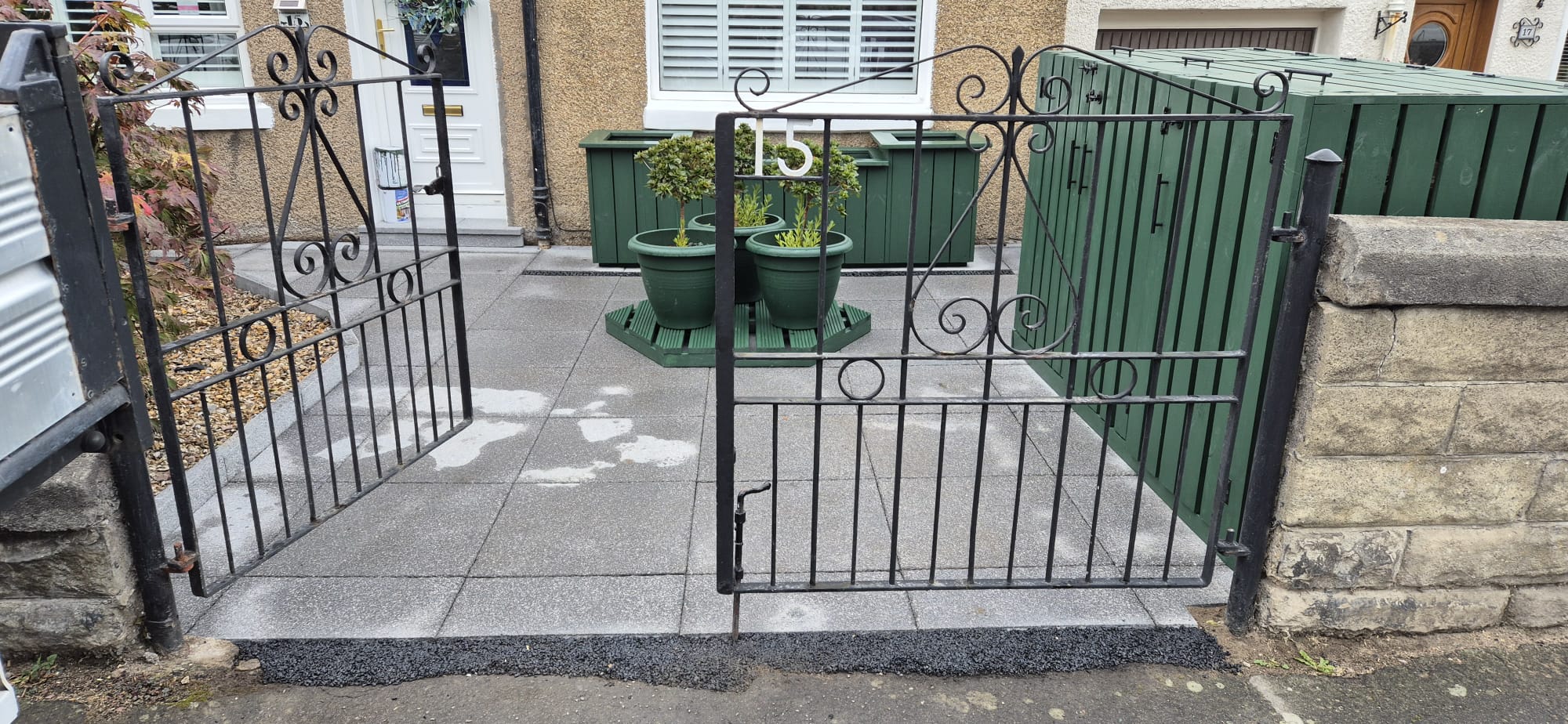 Front garden paving and planters finished by us
