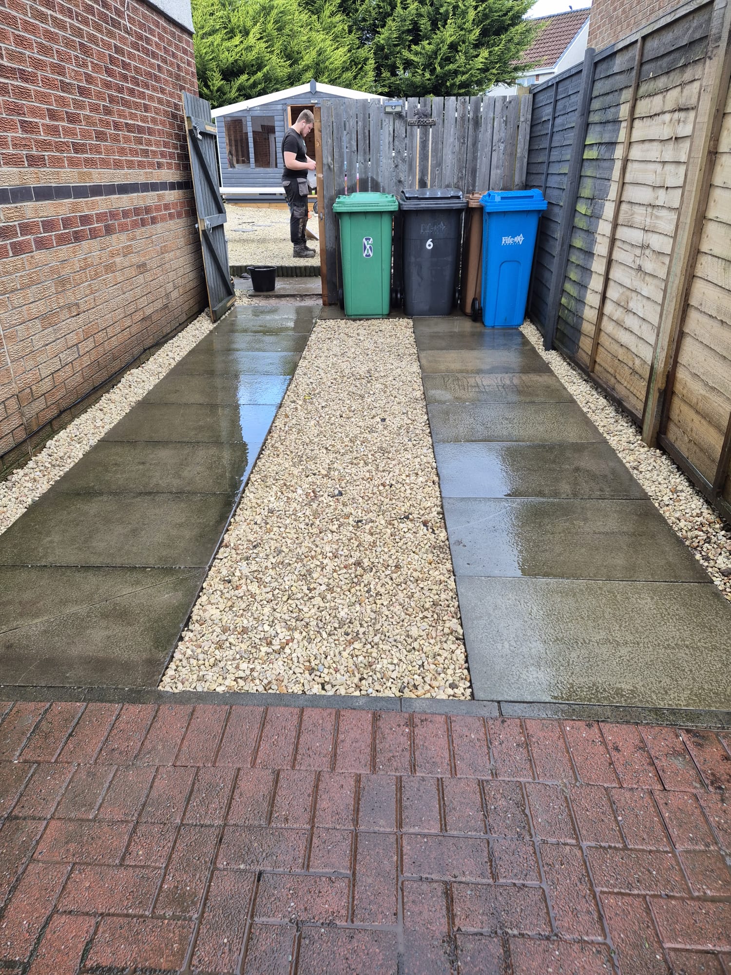 Clean surface showing a pressure washing finish by our team